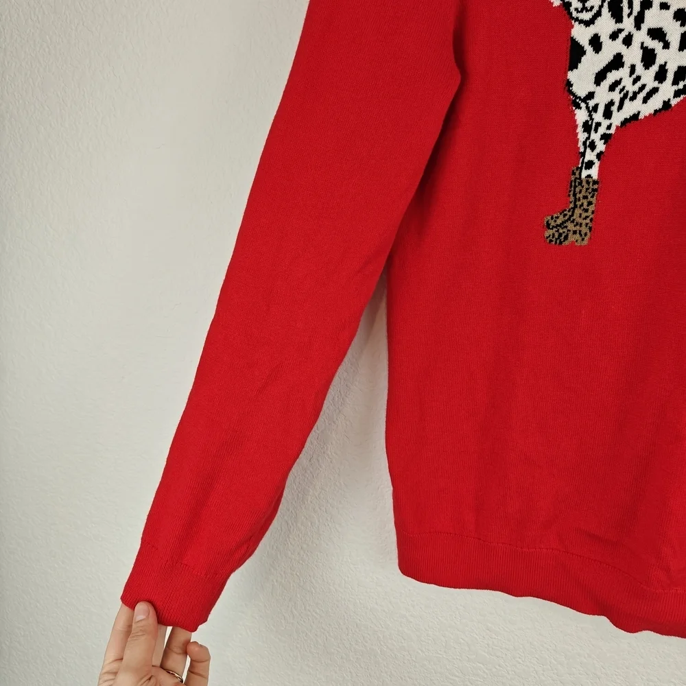 J. Crew Cotton Dalmatian Teddie Sweater In Red Sz M